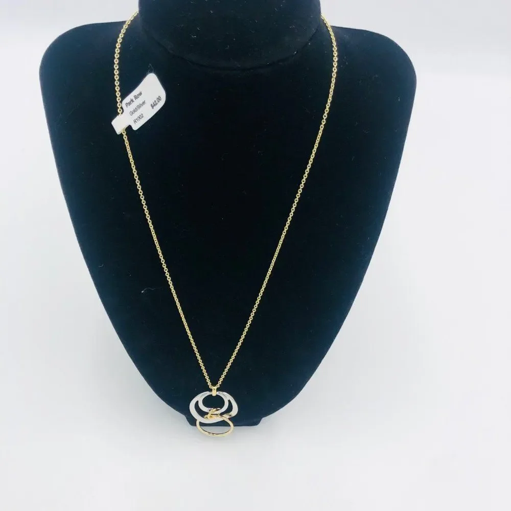 Brand New Gold & Silver Park‎ Row  Three Layer Circle Pendant Necklace For Women